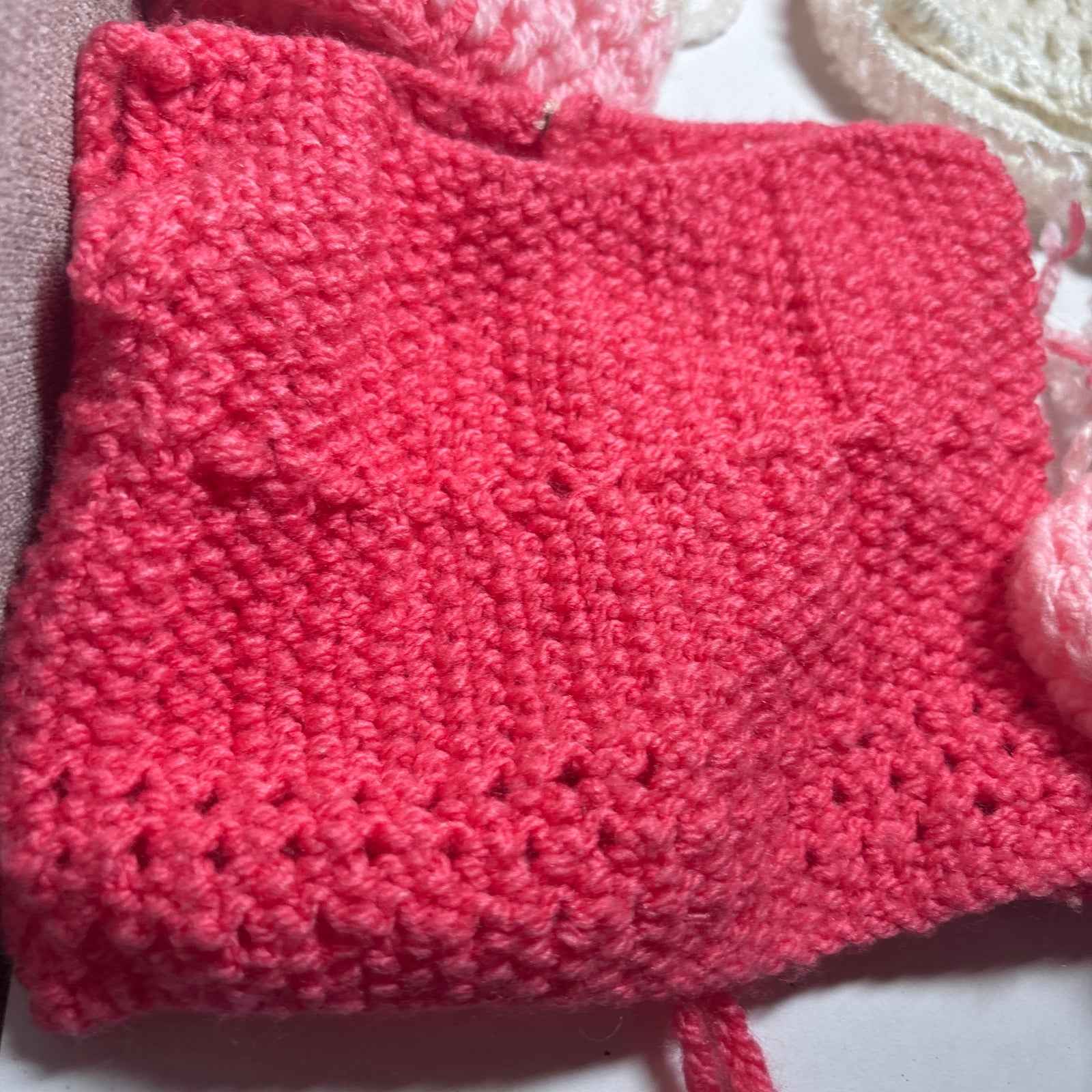 Mixed Vintage Doll Clothes Lot Shoes, Crochet Cap And Misc.