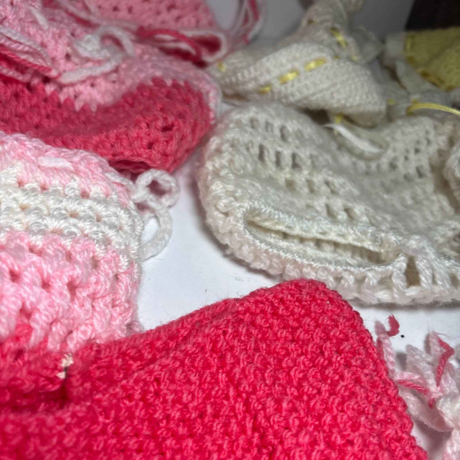 Mixed Vintage Doll Clothes Lot Shoes, Crochet Cap And Misc.