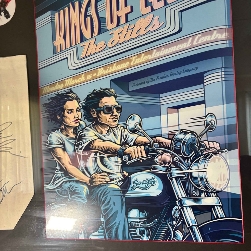 Framed The Kings of Leon Signed Brisbane Concert Poster by Daymon Greulich & Band Items 1.3m Wide