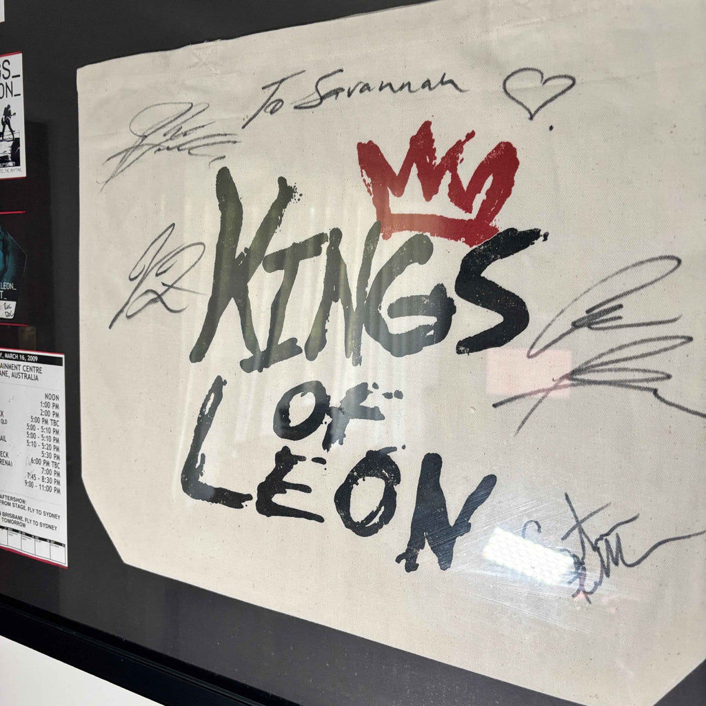 Framed The Kings of Leon Signed Brisbane Concert Poster by Daymon Greulich & Band Items 1.3m Wide