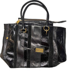 Badgley Mischka OVERSIZED Black Featured Leather Shoulder Tote Handbag