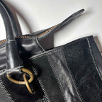 Badgley Mischka OVERSIZED Black Featured Leather Shoulder Tote Handbag