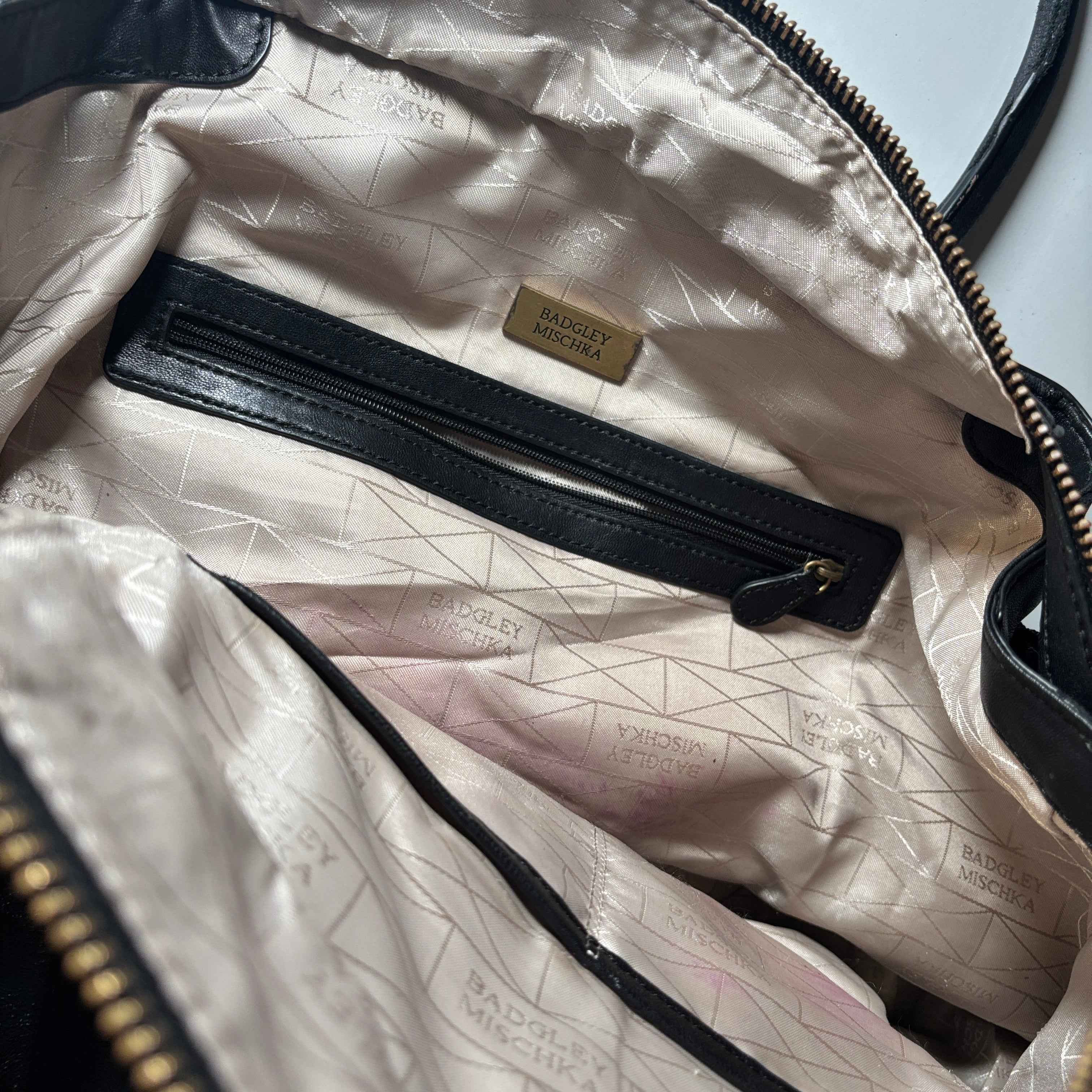 Badgley Mischka OVERSIZED Black Featured Leather Shoulder Tote Handbag