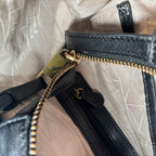 Badgley Mischka OVERSIZED Black Featured Leather Shoulder Tote Handbag