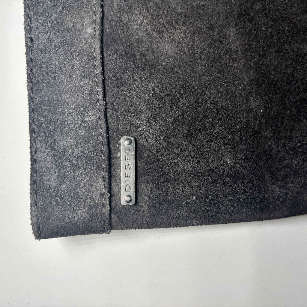 Diesel Women's Prairie Black Oiled Leather Tall Pull On Boots Size 8.5