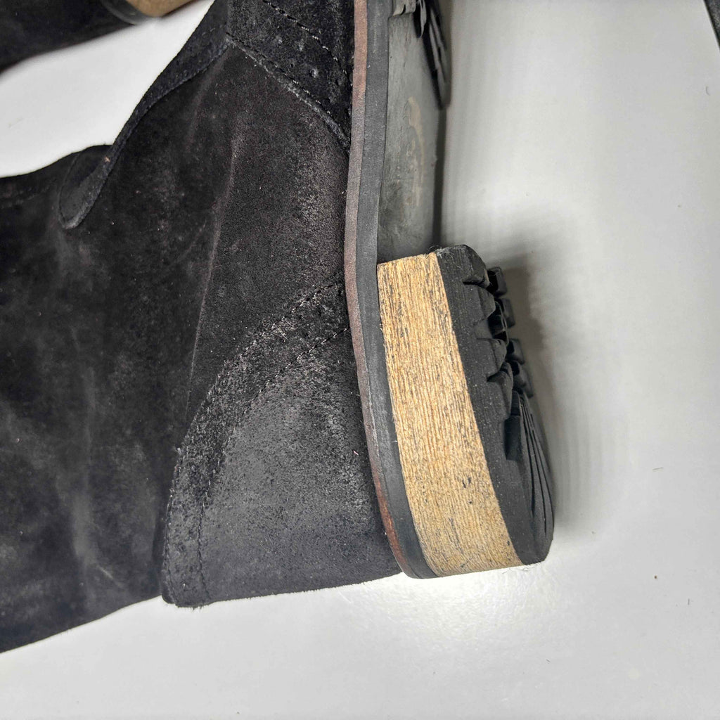 Diesel Women's Prairie Black Oiled Leather Tall Pull On Boots Size 8.5