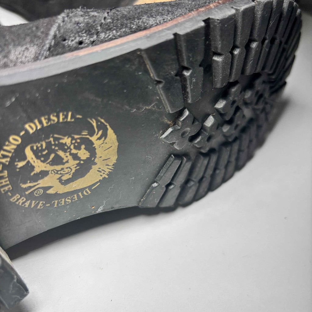 Diesel Women's Prairie Black Oiled Leather Tall Pull On Boots Size 8.5