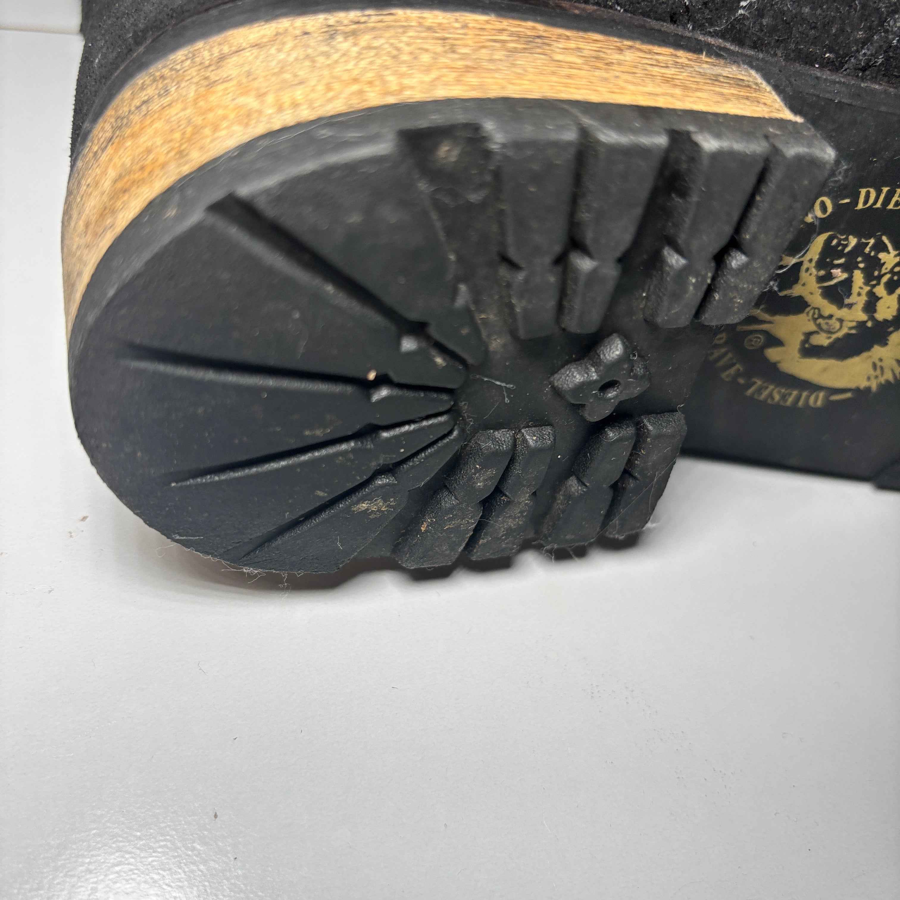 Diesel Women's Prairie Black Oiled Leather Tall Pull On Boots Size 8.5