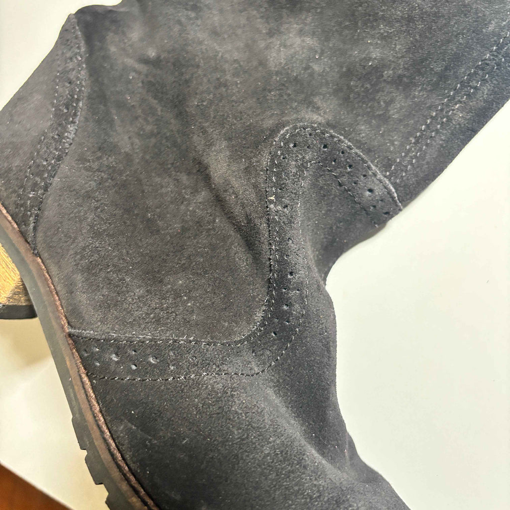 Diesel Women's Prairie Black Oiled Leather Tall Pull On Boots Size 8.5