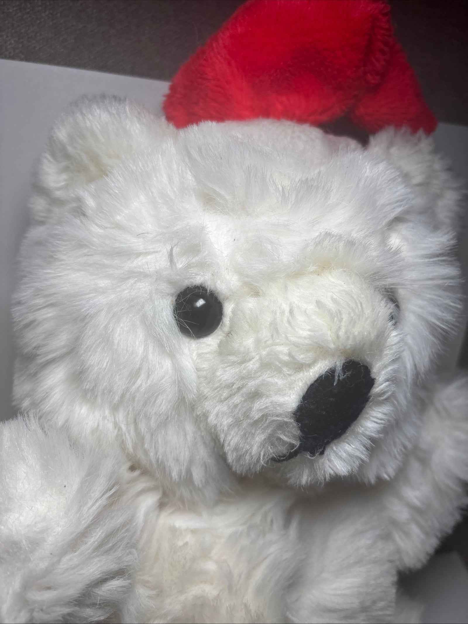 45cm Polar Bear W Santa Animal Toy Gray White Black K&M International Australia