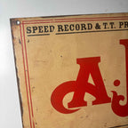 Speed Record  A.J.S. Motorcycle England Metal Sign