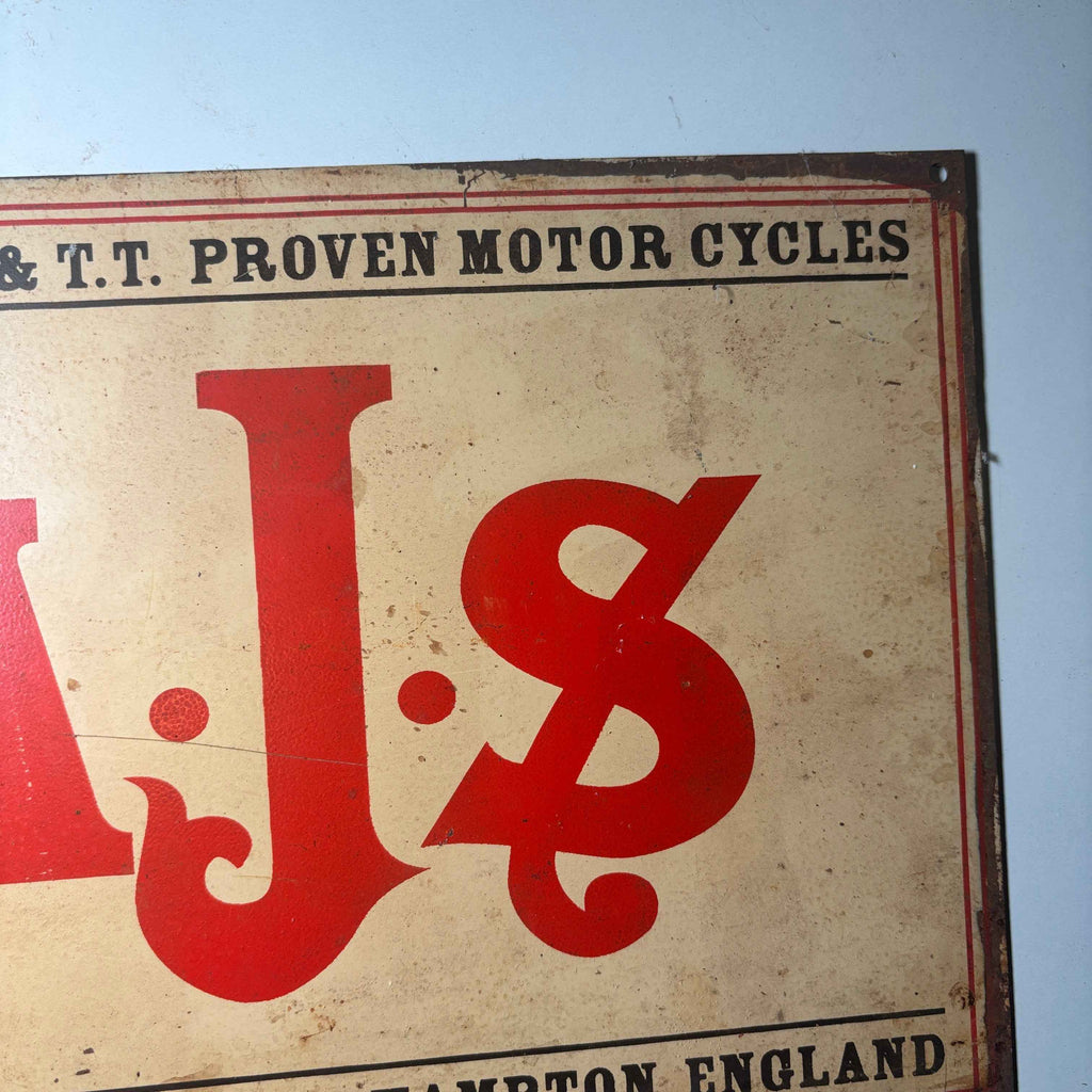 Speed Record  A.J.S. Motorcycle England Metal Sign