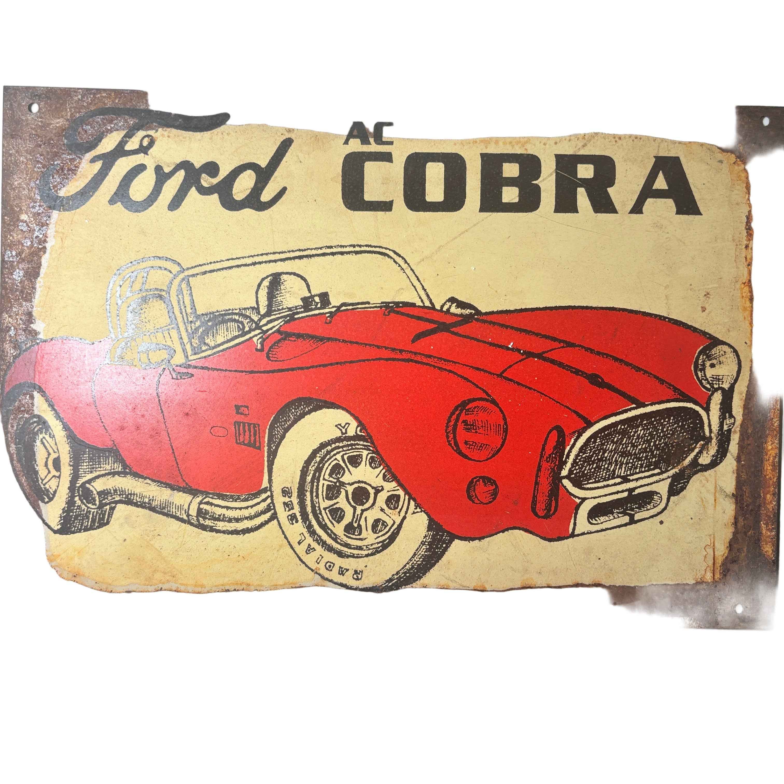 METAL SIGN - 1964 AC Cobra Powered by Ford - Vintage Look Metal Sign Repop 30cm
