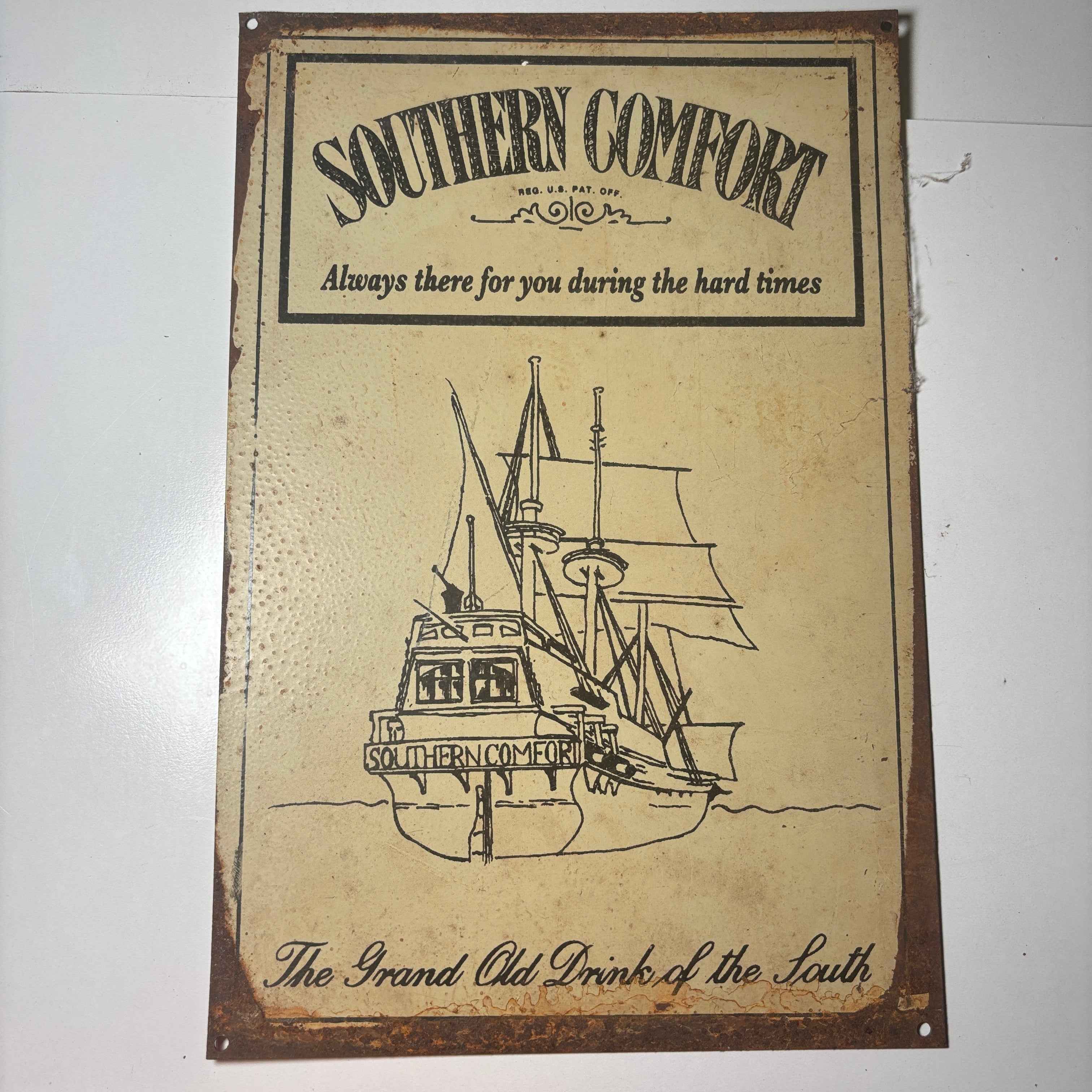 Southern Comfort Alcohol Bar Rustic Tin Metal Sign Man cave  Australian made