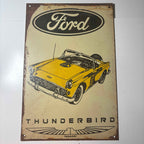 "1957 FORD THUNDERBIRD" METAL ADVERTISING SIGN 30sm x 20cm VTG.