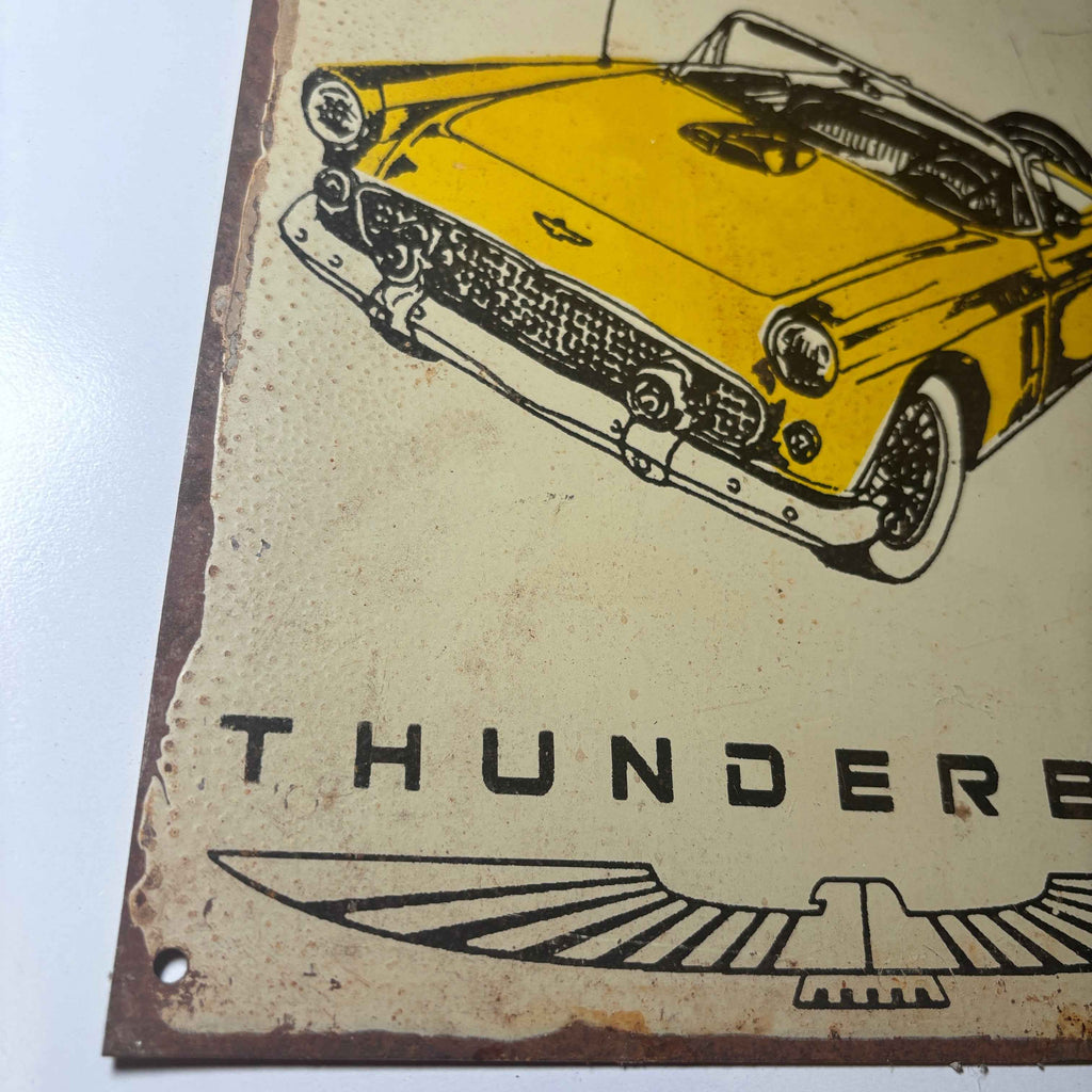 "1957 FORD THUNDERBIRD" METAL ADVERTISING SIGN 30sm x 20cm VTG.