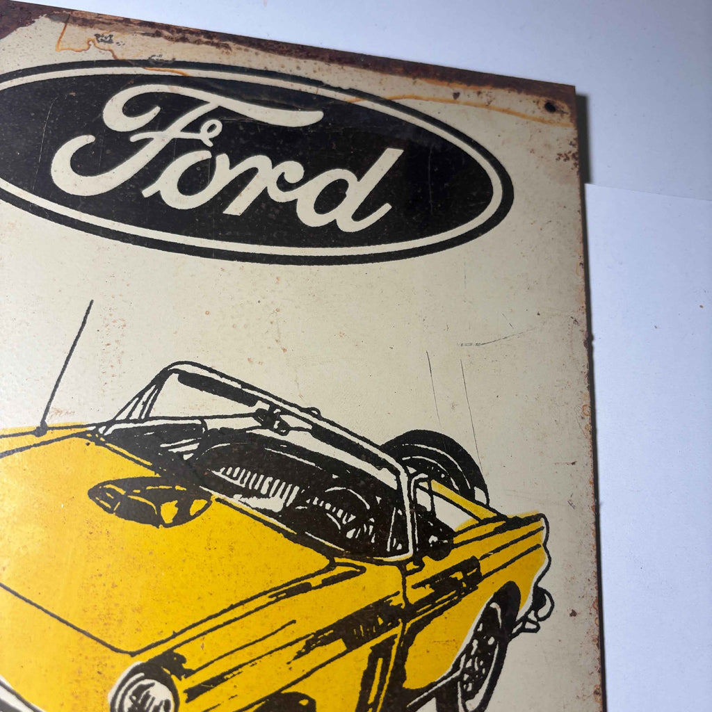 "1957 FORD THUNDERBIRD" METAL ADVERTISING SIGN 30sm x 20cm VTG.