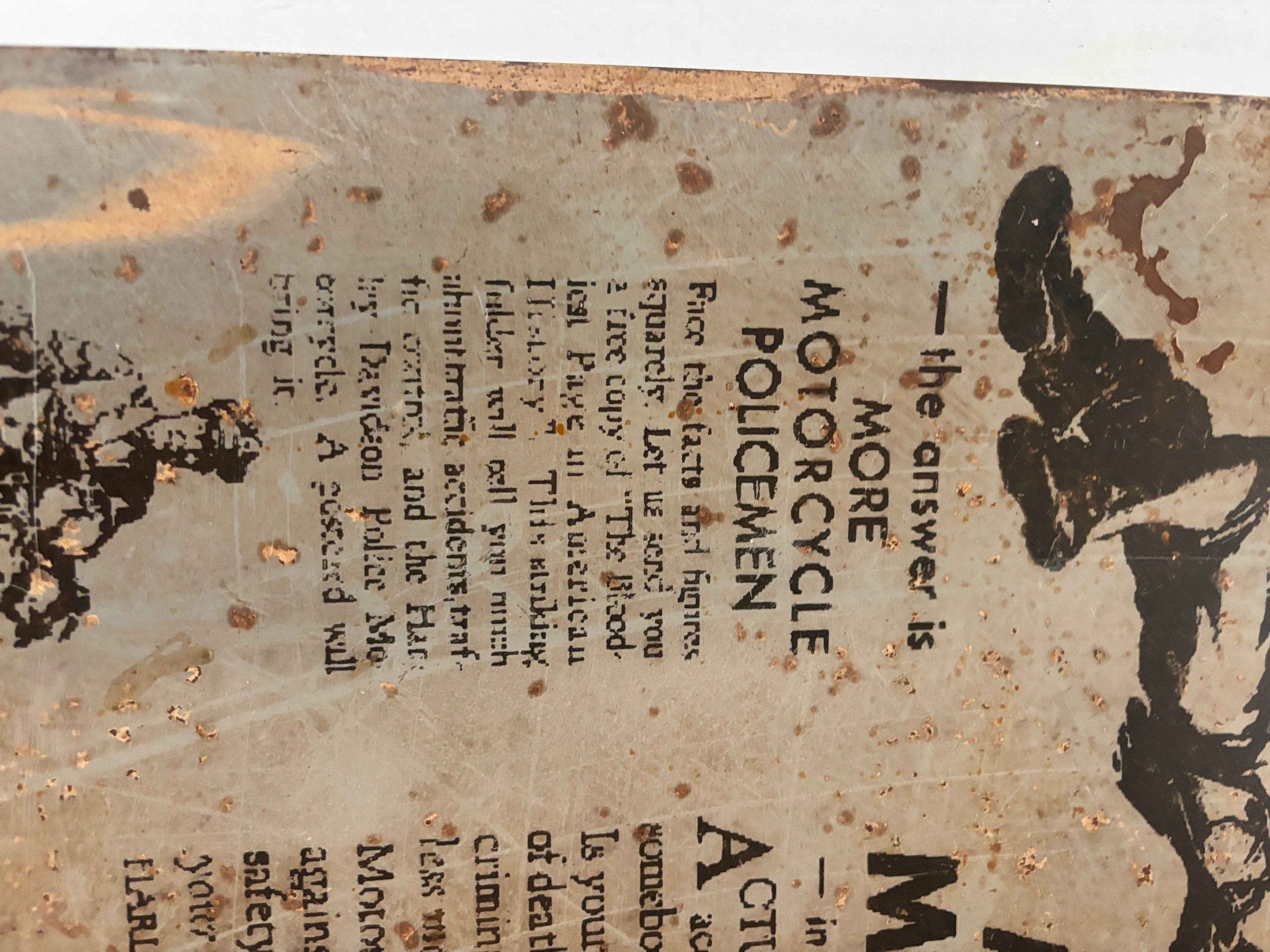 Harley Davison Press Another Man killed Car Crash Motorcycle Advert Metal Sign