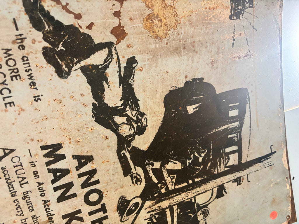 Harley Davison Press Another Man killed Car Crash Motorcycle Advert Metal Sign