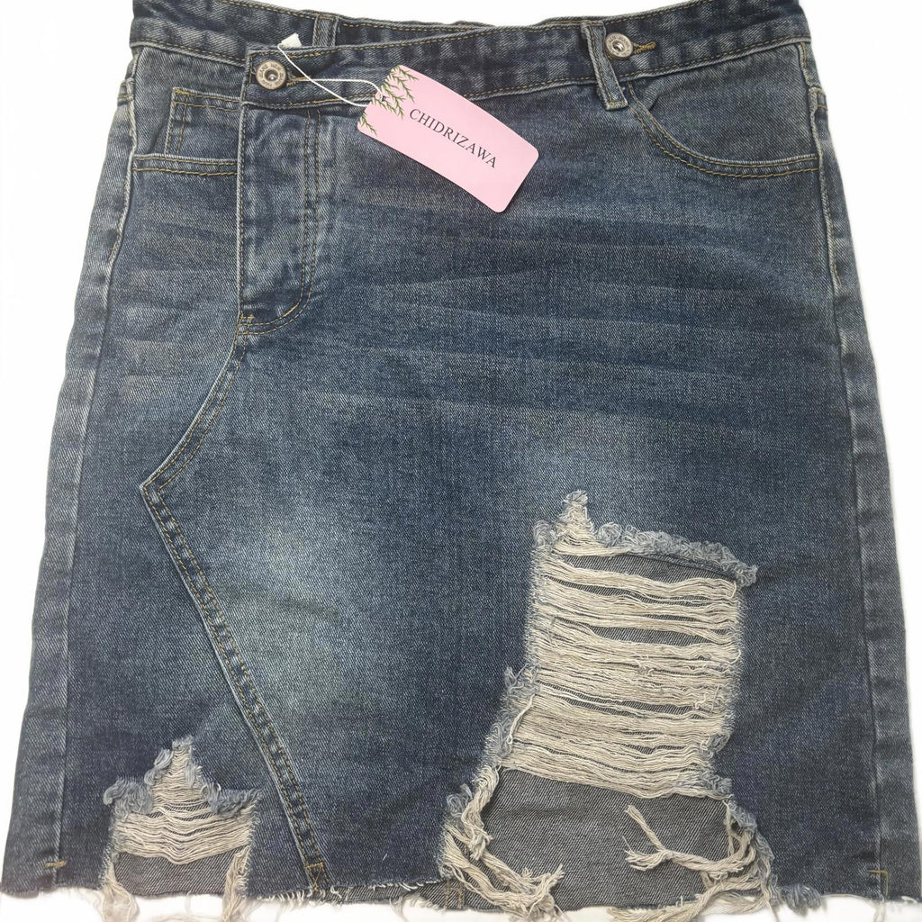 Distressed Denim Skirt Women's Size 2XL - Come Sell Nearly Anything