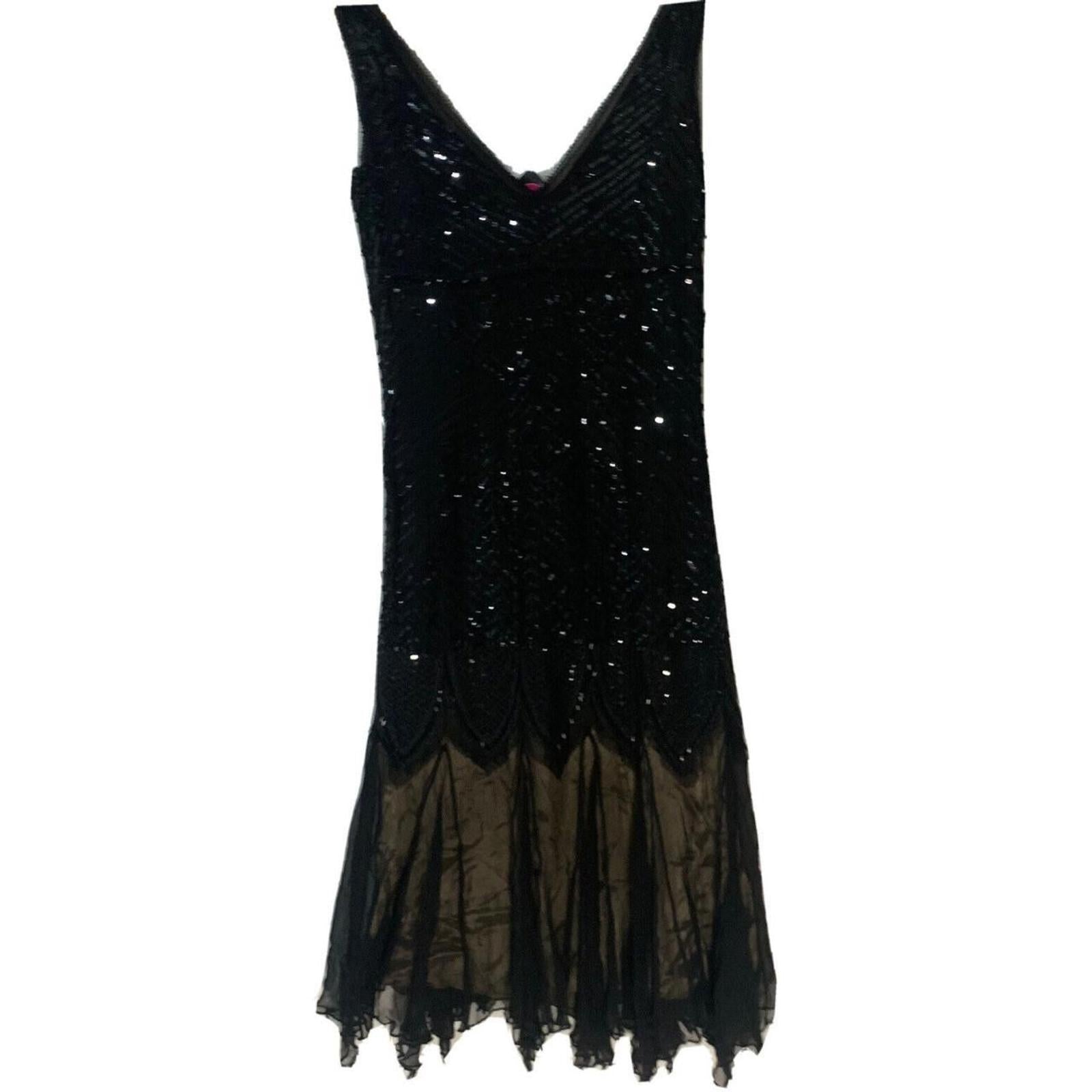 Menho Bondhu Womens Vintage Black Dress Size S Evening Sequin RRP $1199