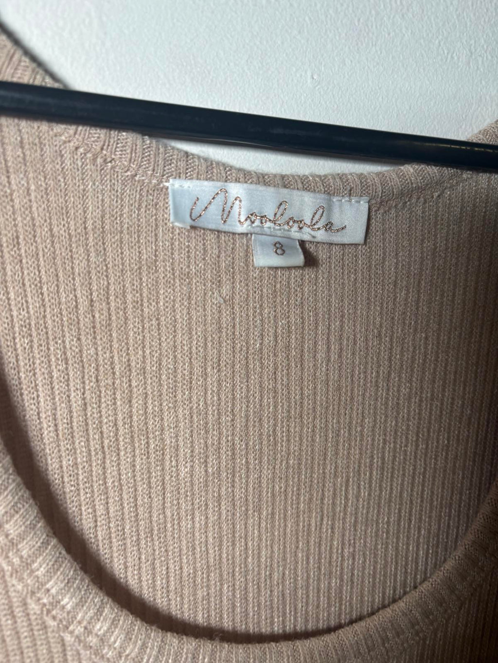 Moukola Beige Ribbed Knit Sleeveless Jumpsuit with Tie Waist, Size 8 - Come Sell Nearly Anything