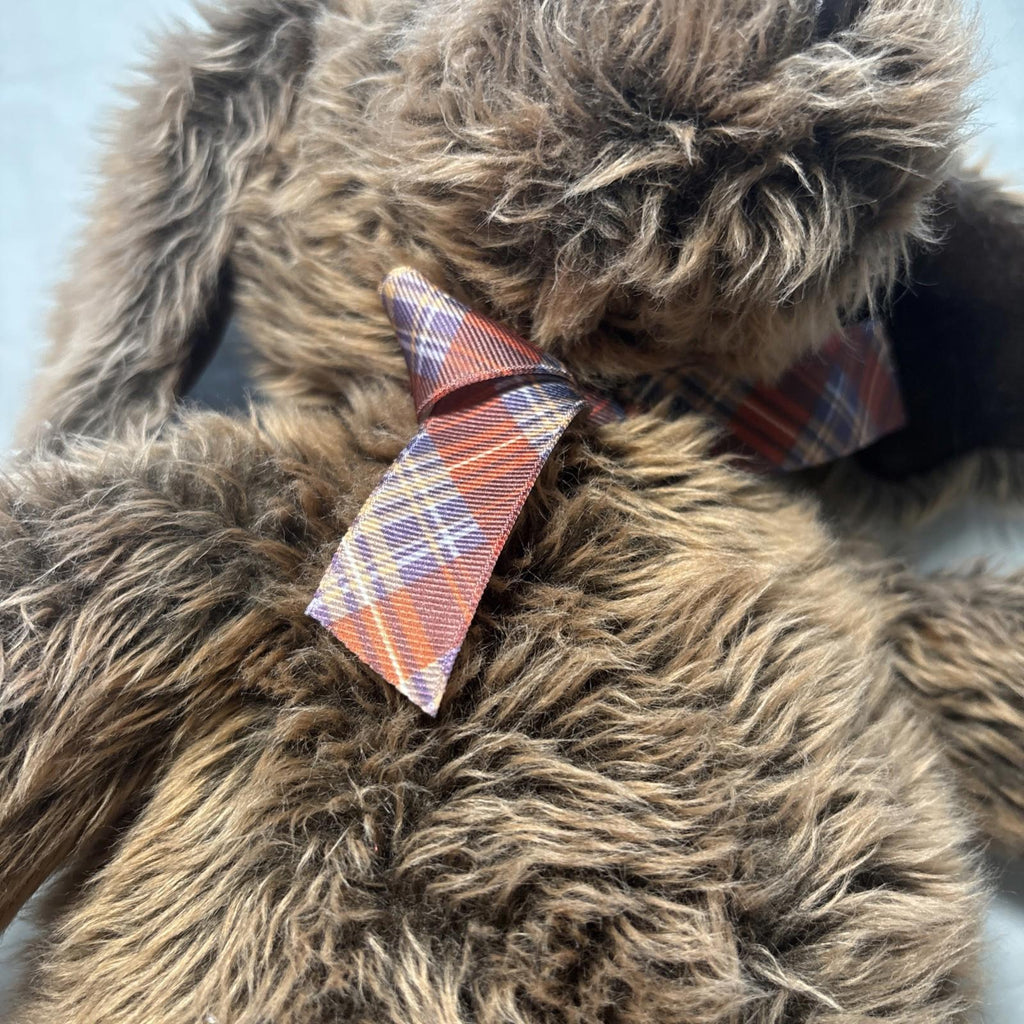 Teddy Bear Dog Look 40cm Plaid Scarf With Hard Nose