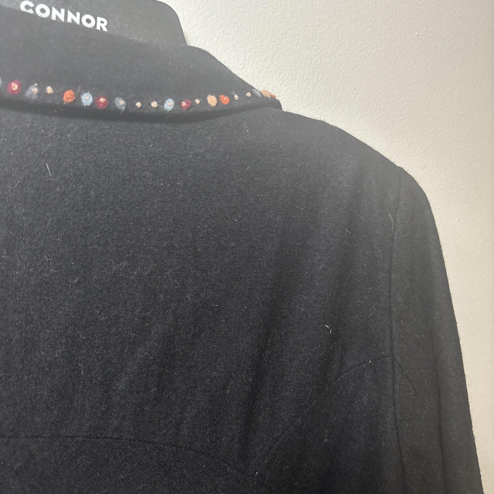 ANNE LEWIS Wool Jacket, fully lined, black Coloured trim. Size 16 - Come Sell Nearly Anything