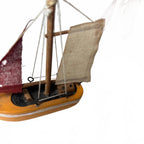 Set of 3 Miniature Wooden Sailboats with Fabric Sails
