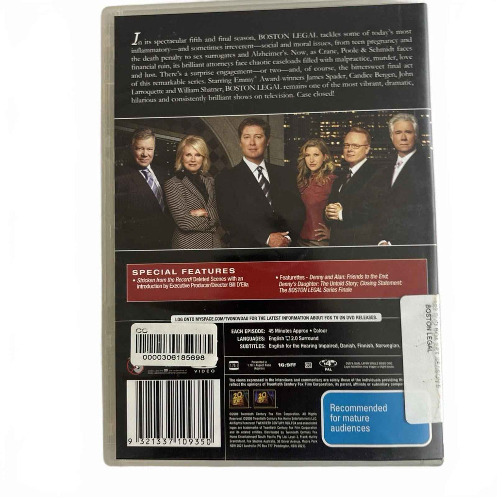 Boston Legal :l- Season 5 (DVD, 2007) Like New - Free Ship - #66