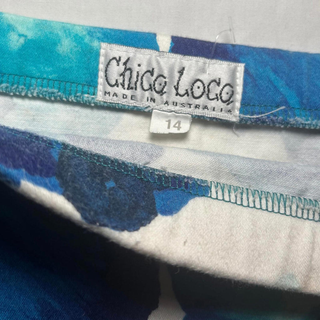 Chico Loco Women's Floral Skirt Size 14 Blue White Green #WomensSkirt #FloralSkq - Come Sell Nearly Anything