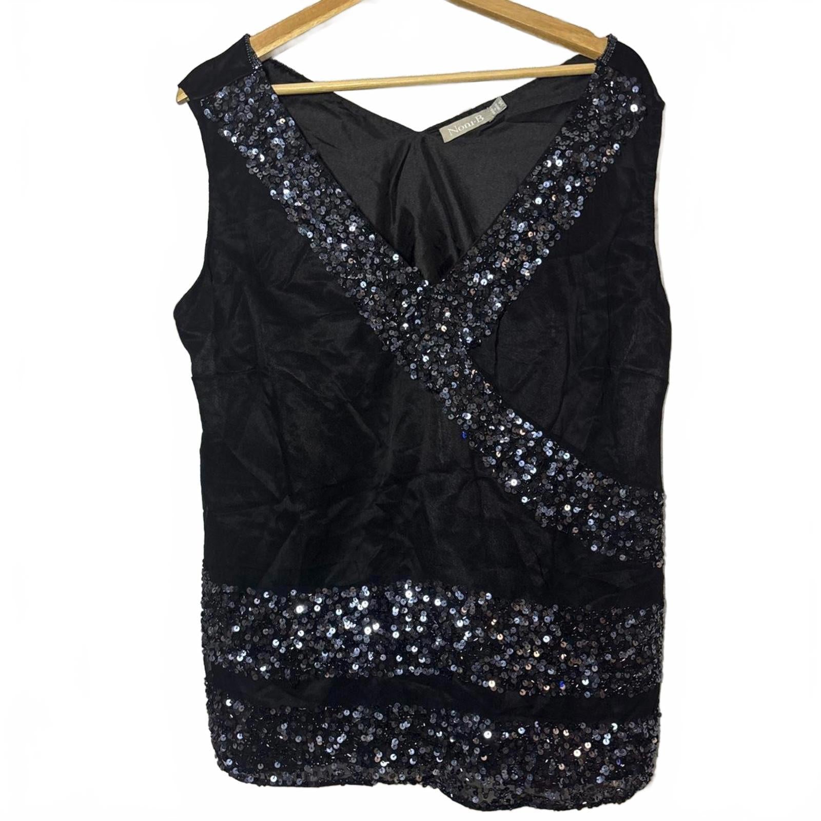Black Size 14 Retro Noni B sequin top with a touch of glamour - Come Sell Nearly Anything