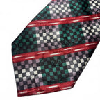 Gold City Men's Tie Red Green Checkered Pattern Trump