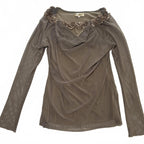 Rosekar Women's Long Sleeve Top Size 12 Mesh Ruffle Detail - Come Sell Nearly Anything