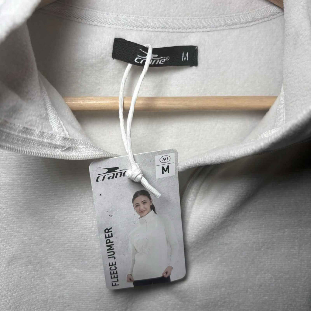 Crane Womens Large Full Zip Jacket white Heather Merino Wool Blend BNWT