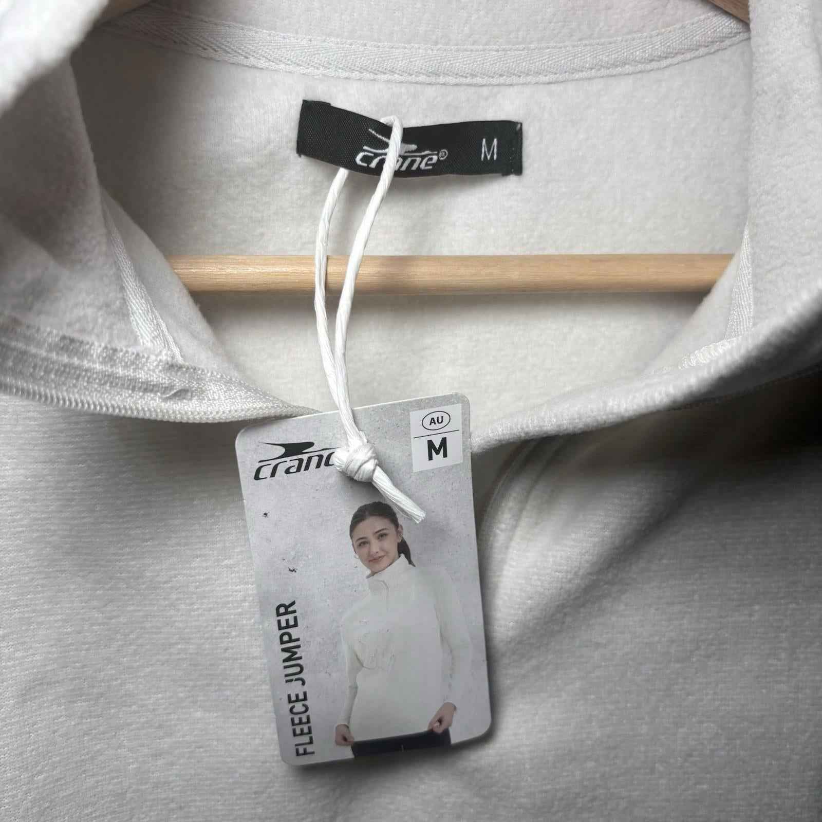 Crane Womens Large Full Zip Jacket white Heather Merino Wool Blend BNWT