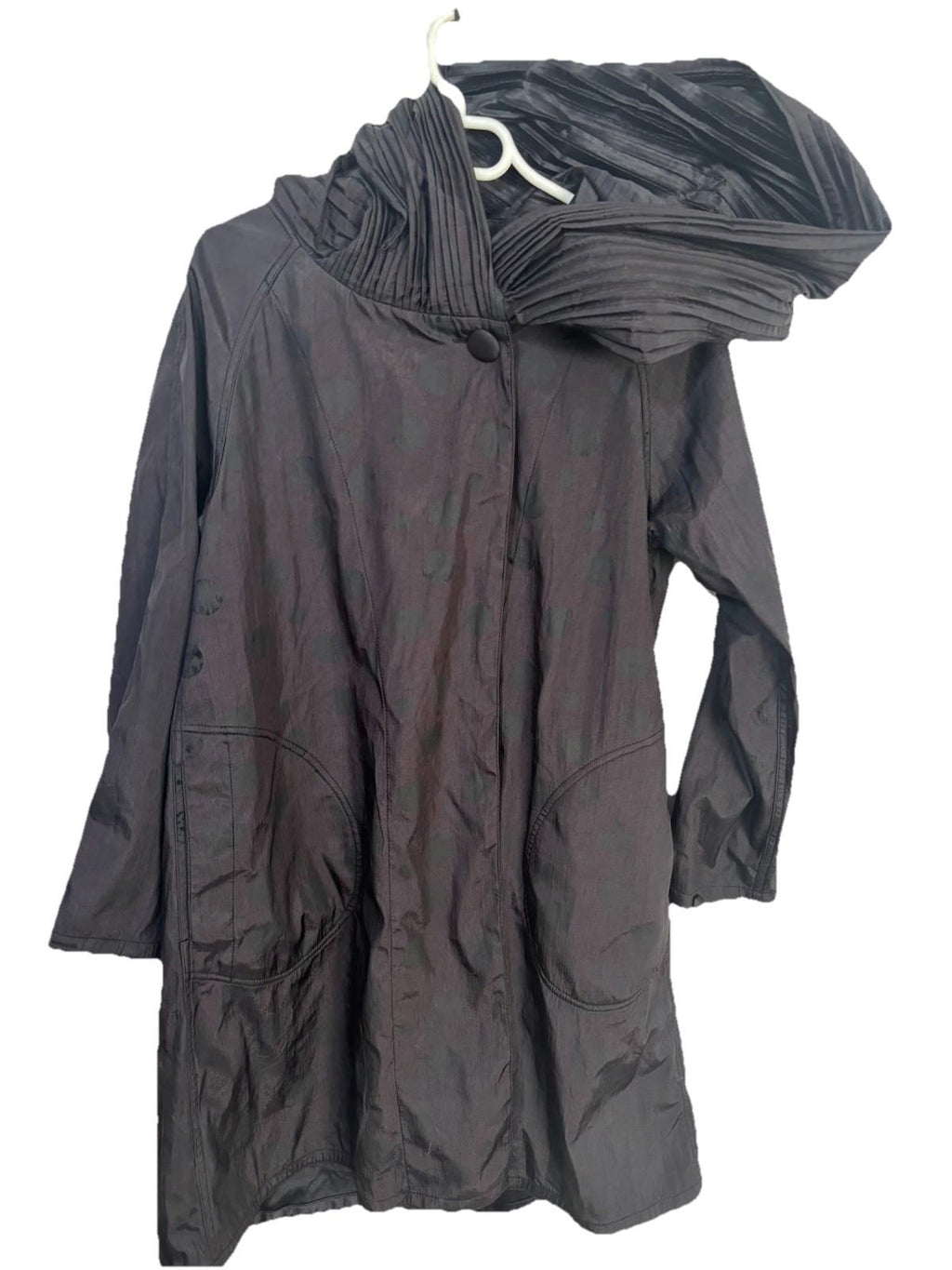 Black Rothco Large Layered Black Hooded Raincoat Spots Reversable Goth Rain Coat Parkas - Come Sell Nearly Anything