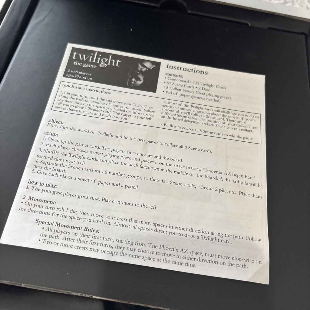 Twilight The Movie Boardgame 2009 Cardinal Like New