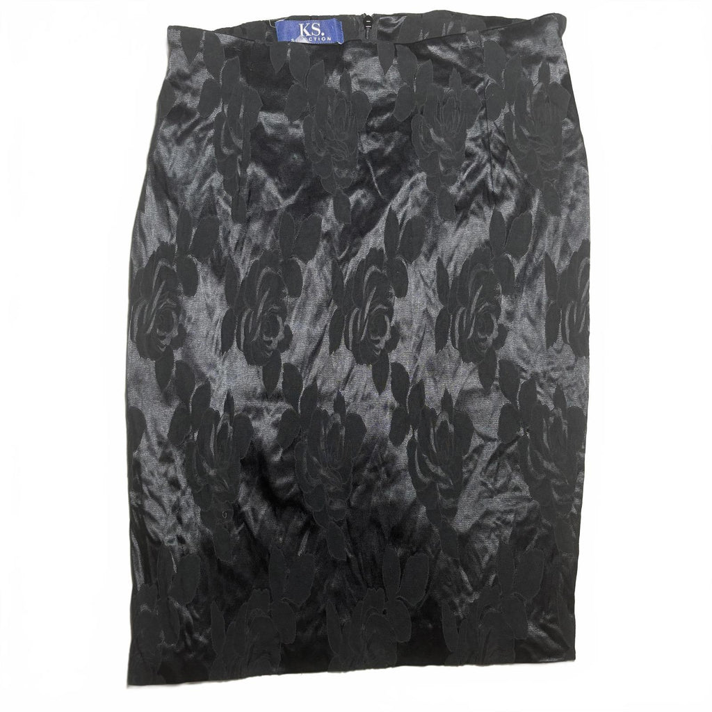 KS Selection Black Floral Jacquard Pencil Skirt Size M - Come Sell Nearly Anything