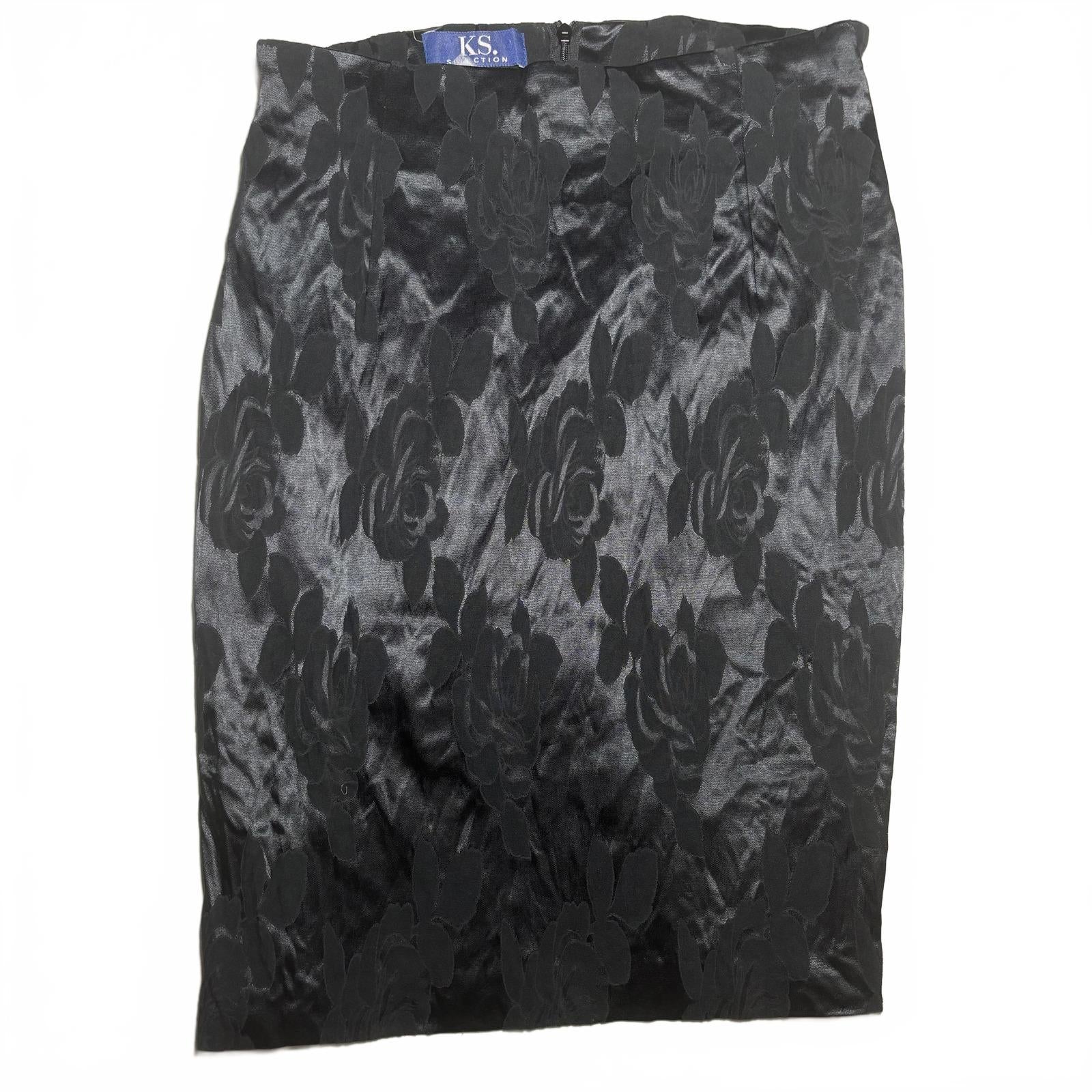 KS Selection Black Floral Jacquard Pencil Skirt Size M - Come Sell Nearly Anything