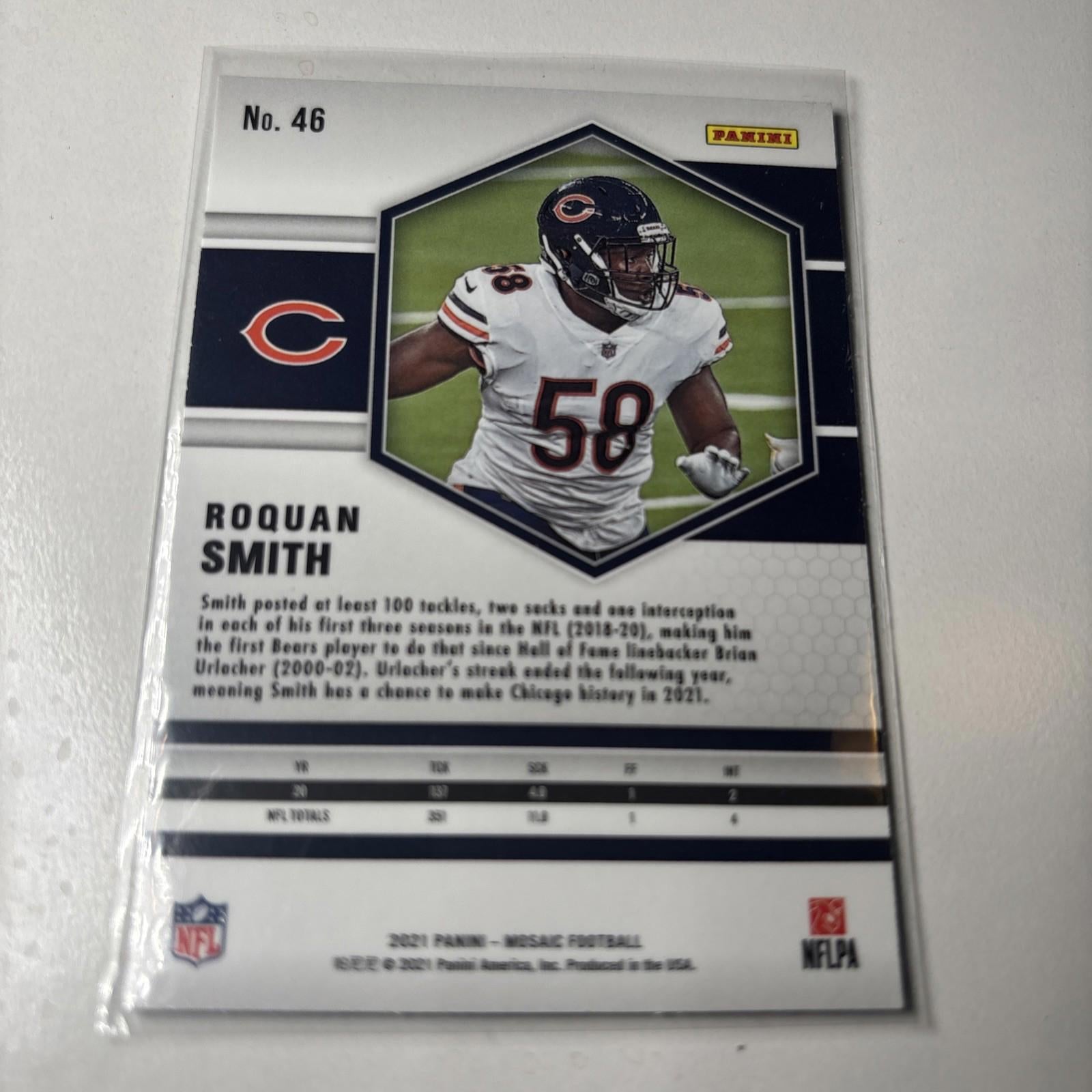 2021 Panini Mosaic #46 Roquan Smith Chicago Bears NFL