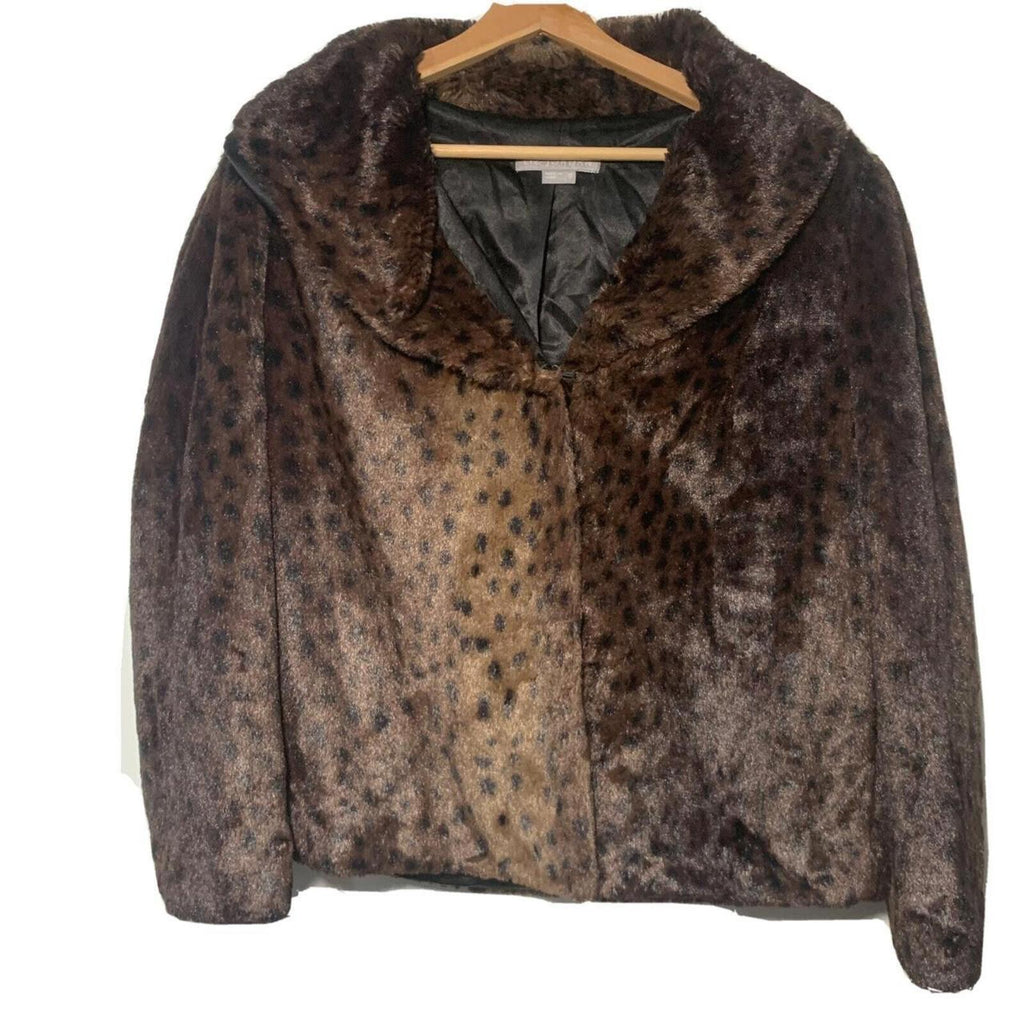 Liz Jordan women's faux Fur Leopard Print jacket size S. Great Cond. - Come Sell Nearly Anything