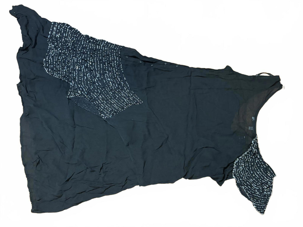 Black Lisa Ho Rayon Dress with Beaded Trim Accents - Come Sell Nearly Anything