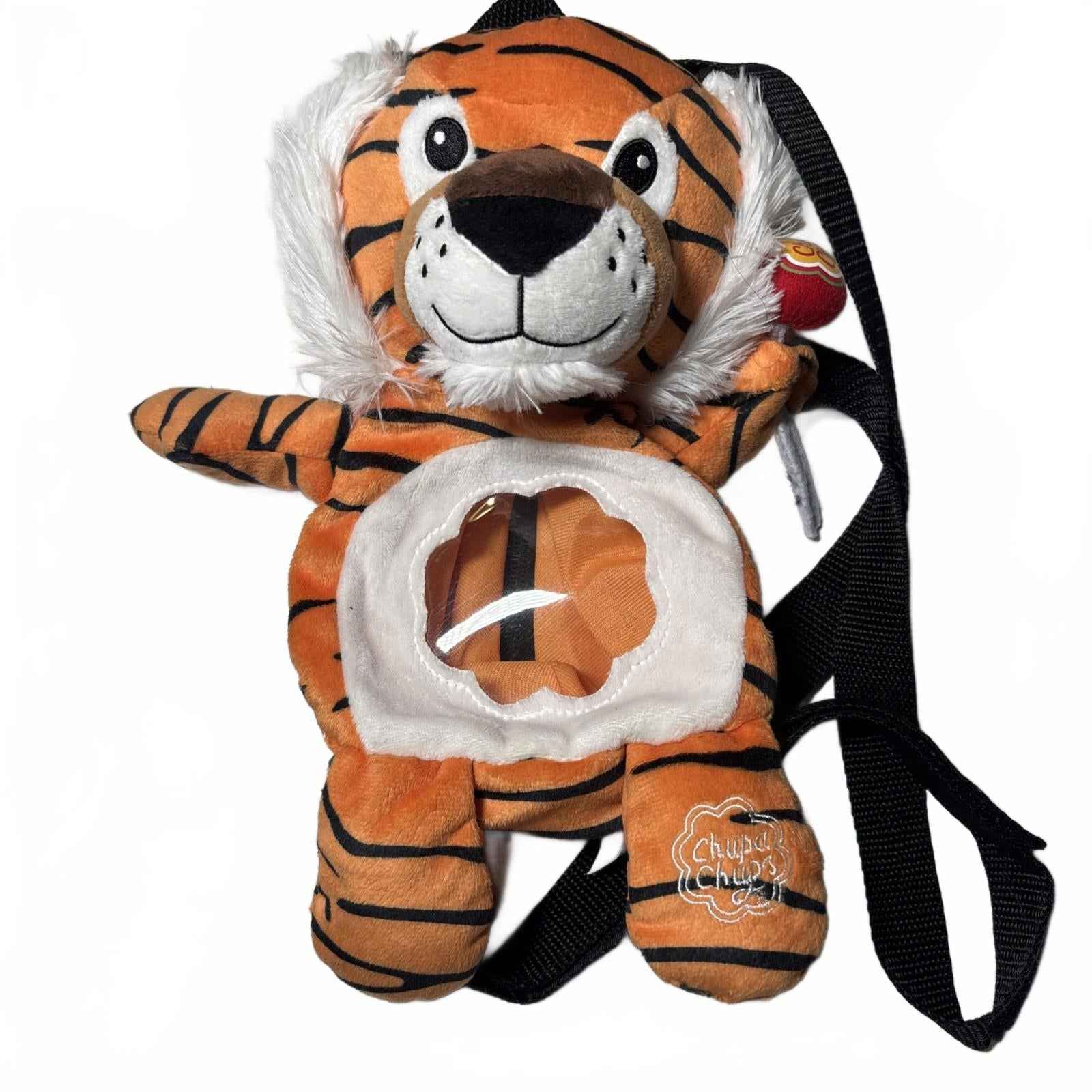 Vintage Chupa Chups Lollipops Candy Plush Tiger Kids Backpack Window Tummy