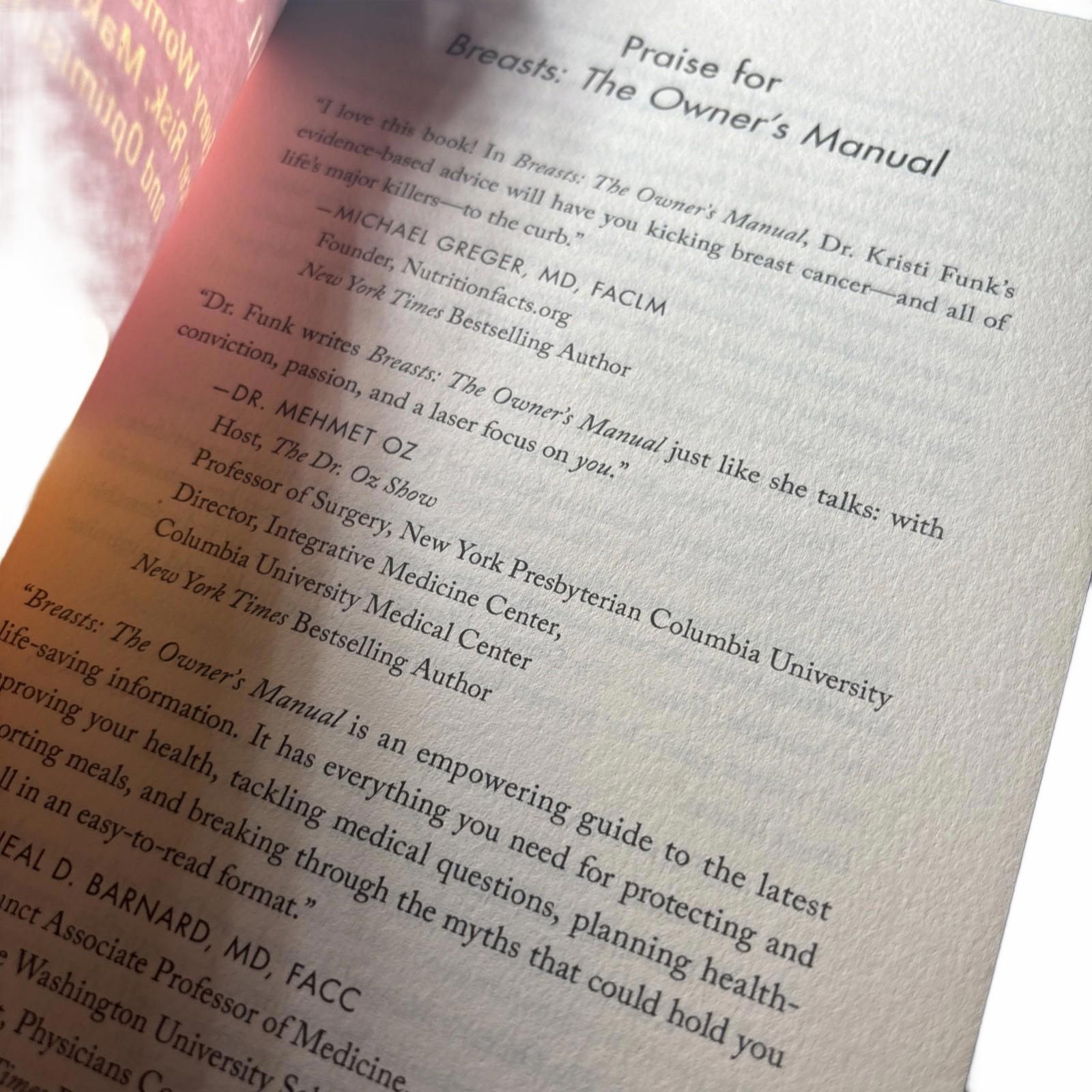 Breasts An Owner’s Manual Every Woman’s Guide to Reducing Cancer Risk NEW Book - Come Sell Nearly Anything