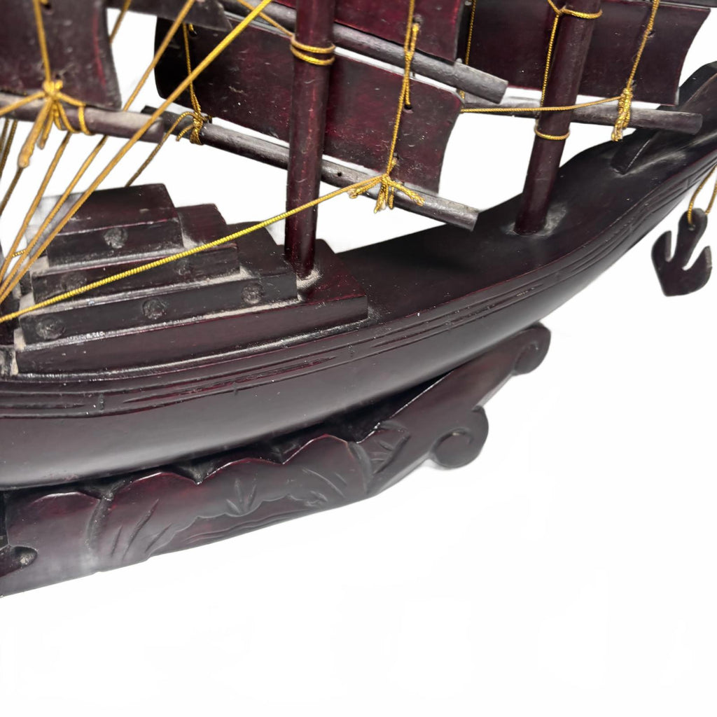 Handcrafted Wooden Model Ship 35cm Decorative Nautical Sculpture #NauticalDecor