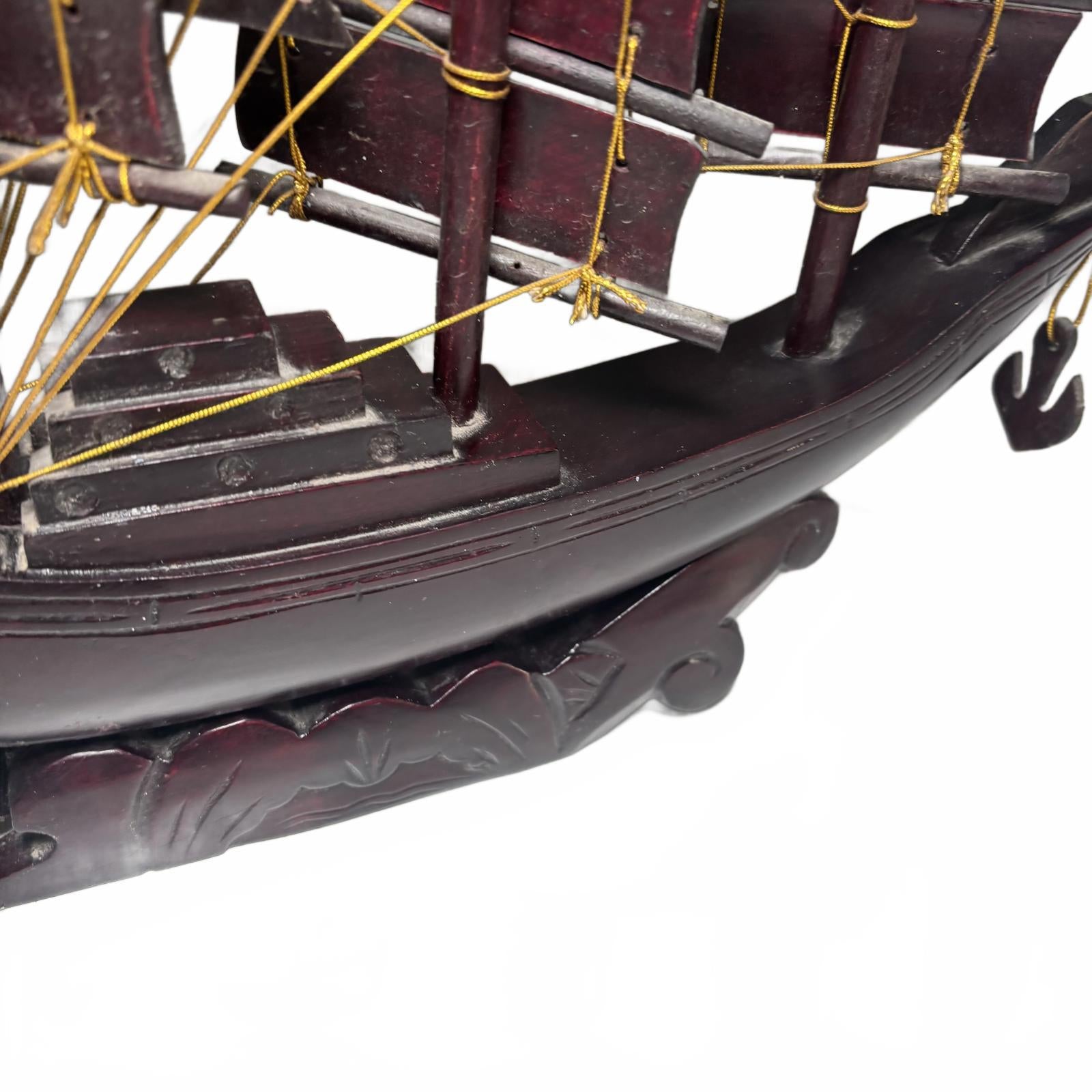 Handcrafted Wooden Model Ship 35cm Decorative Nautical Sculpture #NauticalDecor