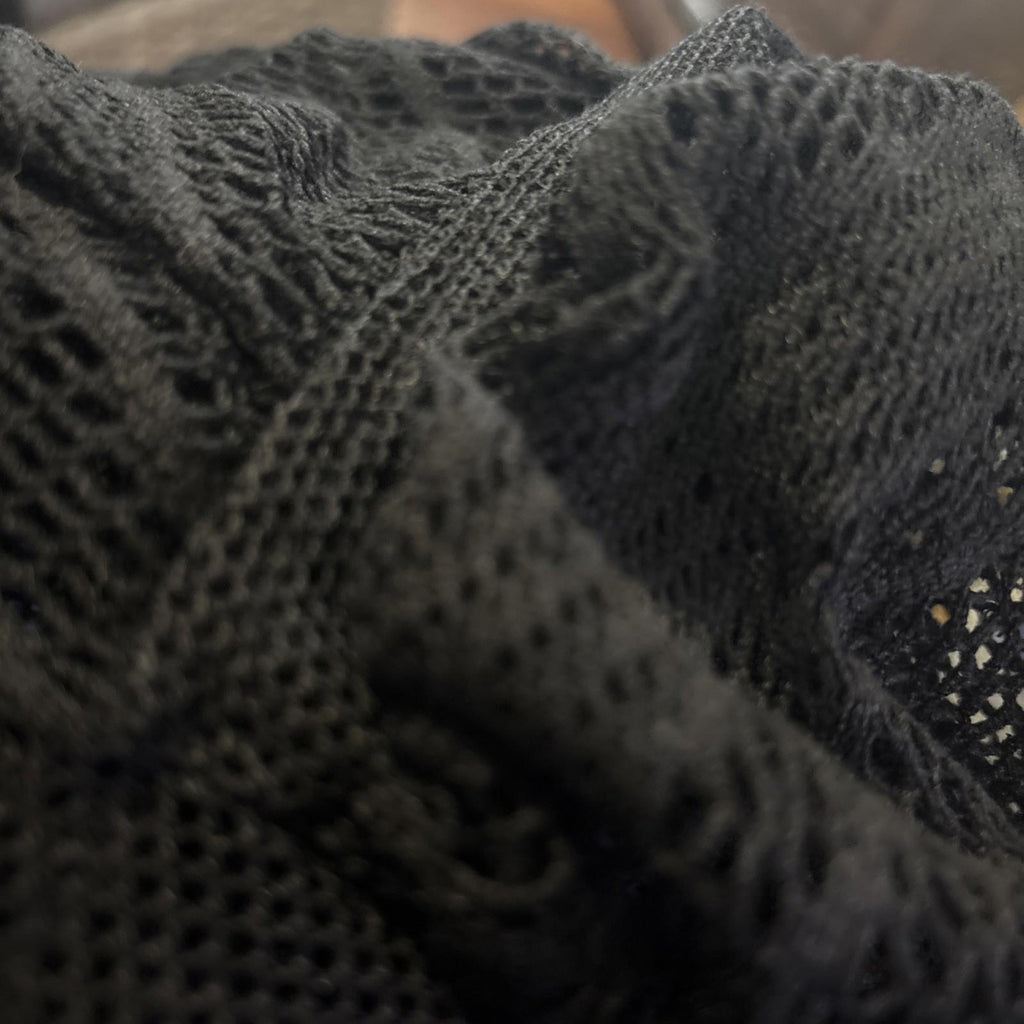 Vintage 90s-Style Missy Q Sheer Black Polyester Blouse Long Stretch top - S 10 - Come Sell Nearly Anything