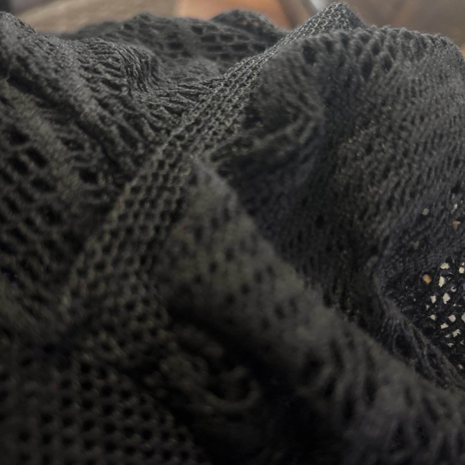 Vintage 90s-Style Missy Q Sheer Black Polyester Blouse Long Stretch top - S 10 - Come Sell Nearly Anything