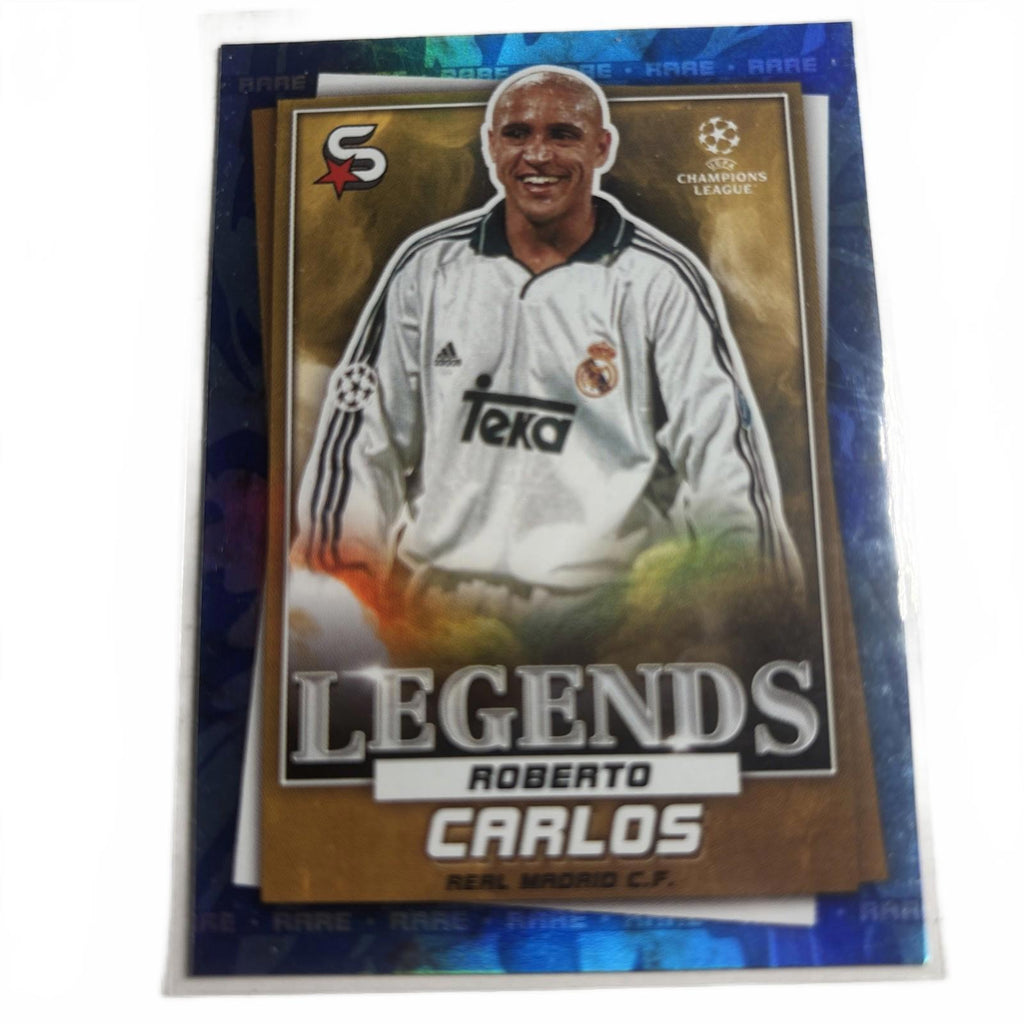 ROBERTO CARLOS LEGEND UEFA SUPERSTARS 2022-23 UNCOMMON BLUE HOLO FOIL